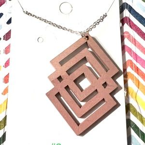 Vintage blush wood pendant necklace